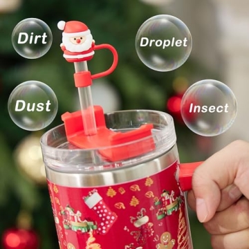 Fun Christmas Straw Covers for Stanley Tumblers - 6PCS