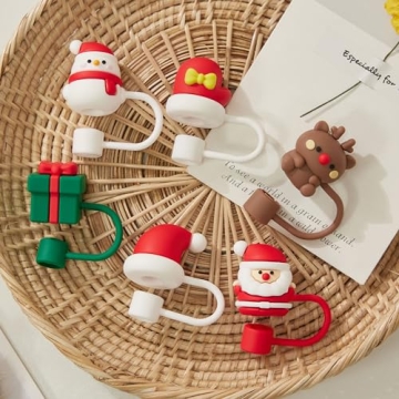 Fun Christmas Straw Covers for Stanley Tumblers - 6PCS