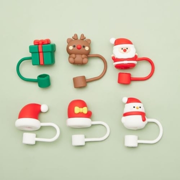 Fun Christmas Straw Covers for Stanley Tumblers - 6PCS