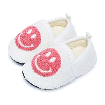 UCUHNB Kids Slippers Toddler Smile Face House Slippers Indoor Home Non-Slip Rubber Sole Shoes Warm C...