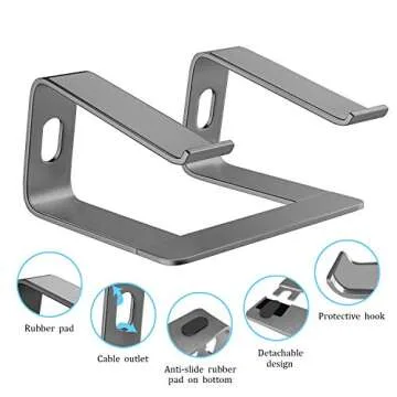 Orionstar Laptop Stand Portable Aluminum Laptop Riser Compatible with Mac MacBook Air Pro 10 to 15.6 Inch Notebook Computer, Detachable Ergonomic Elevator Holder, Space Grey