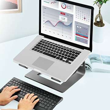 Orionstar Laptop Stand Portable Aluminum Laptop Riser Compatible with Mac MacBook Air Pro 10 to 15.6 Inch Notebook Computer, Detachable Ergonomic Elevator Holder, Space Grey