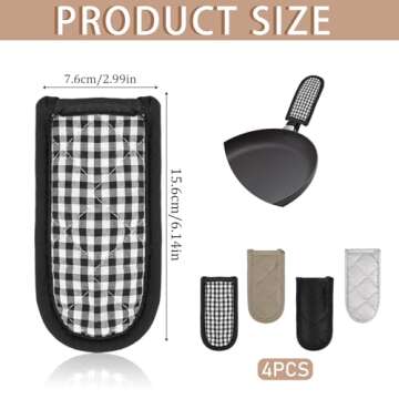 4 Pieces Hot Handle Covers Heat Resistant Pot Sleeve Grip Cotton Cast Iron Skillet Handle Covers Non...