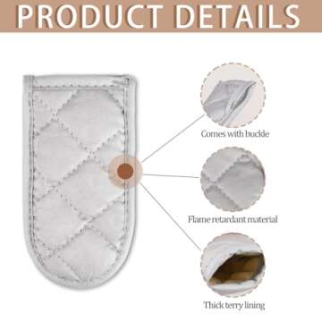 4 Pieces Hot Handle Covers Heat Resistant Pot Sleeve Grip Cotton Cast Iron Skillet Handle Covers Non-Slip Machine Washable Handle Mitts for Kitchen Baking Cooking BBQ Cookwares