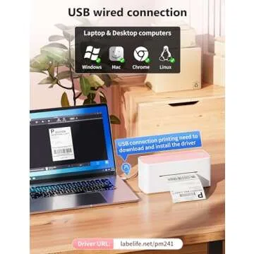 Phomemo Bluetooth Thermal Label Printer, 241BT 4X6 Wireless Shipping Labels Printer for Small Business, Pink Label Printers for Shipping Package, Compatible with iPhone, Android, Amazon, Shopify, USPS