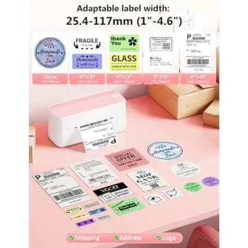 Phomemo Bluetooth Thermal Label Printer, 241BT 4X6 Wireless Shipping Labels Printer for Small Business, Pink Label Printers for Shipping Package, Compatible with iPhone, Android, Amazon, Shopify, USPS
