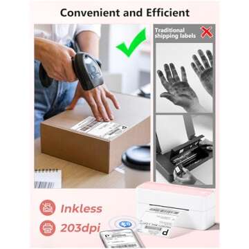 Phomemo Bluetooth Thermal Label Printer, 241BT 4X6 Wireless Shipping Labels Printer for Small Business, Pink Label Printers for Shipping Package, Compatible with iPhone, Android, Amazon, Shopify, USPS