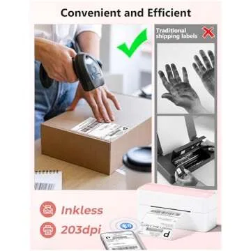 Phomemo Bluetooth Thermal Label Printer, 241BT 4X6 Wireless Shipping Labels Printer for Small Business, Pink Label Printers for Shipping Package, Compatible with iPhone, Android, Amazon, Shopify, USPS