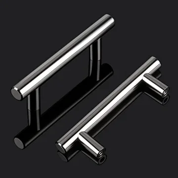Probrico Modern Euro T Bar Polished Chrome Cabinet Pulls - 30 Pack, Easy Install
