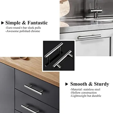 Probrico 30 Pack Polished Chrome Cabinet Handles 3 Inch