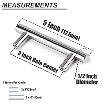 Probrico 30 Pack Polished Chrome Cabinet Handles 3 Inch