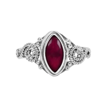 Garnet Stone Ring - 925 Sterling Silver Statement Ring for Women | Handmade Jewelry