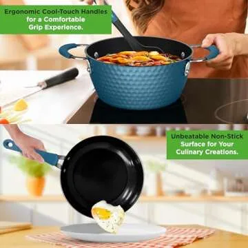 NutriChef 11 Pc Nonstick Cookware Set with Ceramic Coating