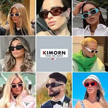 kimorn Rectangle Sunglasses for Women Men Trendy Retro Trendy Sun Glasses 90’s Vintage Square Fram...