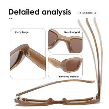 kimorn Rectangle Sunglasses for Women Men Trendy Retro Trendy Sun Glasses 90’s Vintage Square Frame K1307 (Camel Frame Brown Lens)