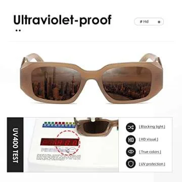 kimorn Rectangle Sunglasses for Women Men Trendy Retro Trendy Sun Glasses 90’s Vintage Square Frame K1307 (Camel Frame Brown Lens)