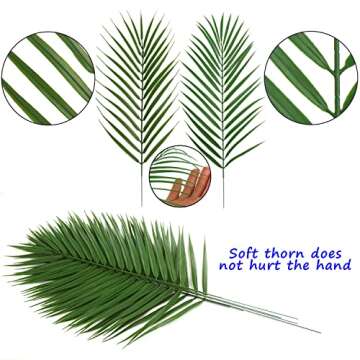 CCINEE 12 PCS Artificial Palm Leaves, Assorted Sizes Faux Large Palm Fronds Fake Tropical Plant Simulation Safari Leaves with Stems for Home Hawaiian Luau Party Jungle Beach Theme Party Decoration