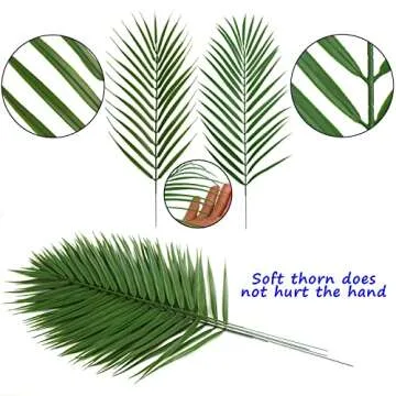 CCINEE 12 PCS Artificial Palm Leaves, Assorted Sizes Faux Large Palm Fronds Fake Tropical Plant Simulation Safari Leaves with Stems for Home Hawaiian Luau Party Jungle Beach Theme Party Decoration