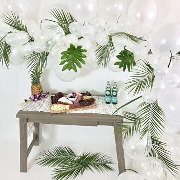 CCINEE 12 PCS Artificial Palm Leaves, Assorted Sizes Faux Large Palm Fronds Fake Tropical Plant Simulation Safari Leaves with Stems for Home Hawaiian Luau Party Jungle Beach Theme Party Decoration