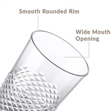 Cupture Diamond Plastic Tumblers BPA Free, 24 oz/14 oz, 8-Pack (Clear)