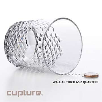 Cupture Diamond Plastic Tumblers BPA Free, 24 oz/14 oz, 8-Pack (Clear)