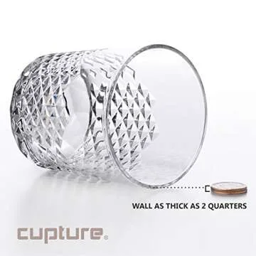 Cupture Diamond Plastic Tumblers BPA Free, 24 oz/14 oz, 8-Pack (Clear)