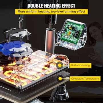 VEVOR Heat Press Machine, 15 x 15 Inches, Fast Heating, 360 Swing Away Digital Sublimation T-Shirt V...