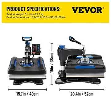 VEVOR 15x15 Heat Press Machine, Fast Heating & Swing Away