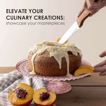 Amici Home Rochester Footed Glass Cake Stand | Round Vintage Style Cake Plate | Serving Platter for Cupcakes, Cookies, Birthday Cake | Dessert Display Stand for Parties, Weddings, and Gift (Pink)