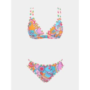 CUPSHE Women's Bikini Set Two Piece Swimsuits Strappy Mid Rise V Neck Cutout Adjustable Double Straps,M