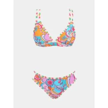 CUPSHE Women's Bikini Set Two Piece Swimsuits Strappy Mid Rise V Neck Cutout Adjustable Double Straps,M