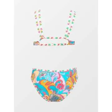 CUPSHE Women's Bikini Set Two Piece Swimsuits Strappy Mid Rise V Neck Cutout Adjustable Double Straps,M