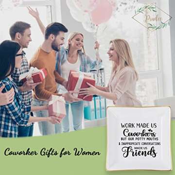 Piudee Coworker Gifts for Women - Work Made Us Coworkers&Friends Jewelry Dish, Farewell Going Away Appreciation Gifts for Coworkers Women Goodbye Thank You Gift Retirement Birthday Christmas Gift