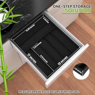 Utopia Kitchen Silverware Organizer - 7 Compartment Bamboo Drawer Insert
