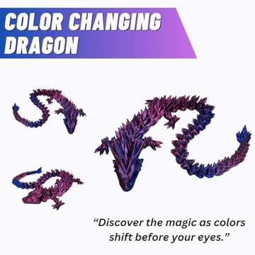 Amerimaker 20" Articulated Dragon - Color Changing 3D Printed Dragon - Fidget Dragon & 3D Dragon - T...