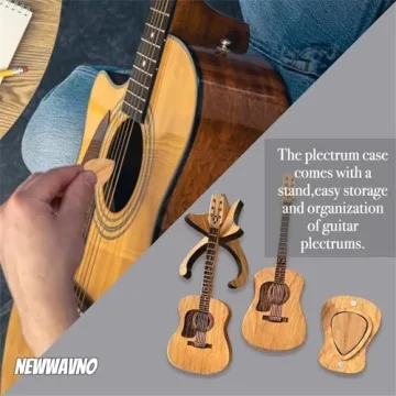 Wooden Guitar Pick Box with Stand – Mini Holder