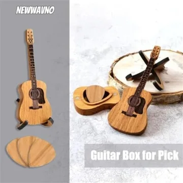 Wooden Guitar Pick Box with Stand – Mini Holder