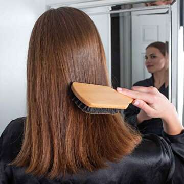 GranNaturals Boar Bristle Smoothing Hair Brush for Women and Men - Medium/Soft Bristles - Natural Wooden Large Flat Square Paddle Hairbrush for Fine, Thin, Straight, Long, or Short Hair