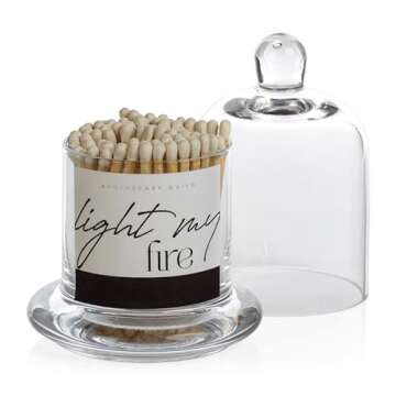 Zodax Apothecary Guild Light My Fire Matches with Glass Dome - Home Decor for Bathroom and Kitchen -...