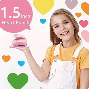 LOONENG 1.5 Inch Heart Punch, 38mm Heart Lever Action Craft Punch, Heart Shaped Hole Punch for Paper...