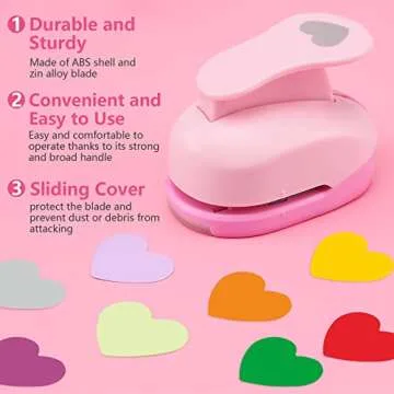 LOONENG 1.5 Inch Heart Punch, 38mm Heart Lever Action Craft Punch, Heart Shaped Hole Punch for Paper Crafts, Weddings, Cardstock, Gift Wrapping, Greeting Cards and Scrapbooks