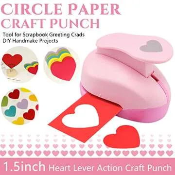 LOONENG 1.5 Inch Heart Punch, 38mm Heart Lever Action Craft Punch, Heart Shaped Hole Punch for Paper Crafts, Weddings, Cardstock, Gift Wrapping, Greeting Cards and Scrapbooks