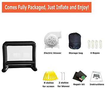 14 FT Inflatable Projector Movie Screen for Outside Indoor 104" Front/Rear Projection Screen, Blow Up Screen with Quiet Fan, for Backyard Outdoor Movie Night,TV Football Games Screening,PartySlideshow