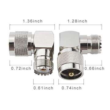 eifagur UHF Male PL-259 to UHF Female SO-239 L Shape Right Angle 90 Degree RF Coax Coaxial Adapter C...