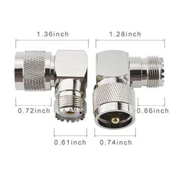 eifagur UHF Male PL-259 to UHF Female SO-239 L Shape Right Angle 90 Degree RF Coax Coaxial Adapter C...