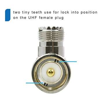 eifagur UHF Male PL-259 to UHF Female SO-239 L Shape Right Angle 90 Degree RF Coax Coaxial Adapter Connector（Pack of 4）