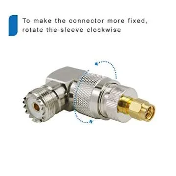 eifagur UHF Male PL-259 to UHF Female SO-239 L Shape Right Angle 90 Degree RF Coax Coaxial Adapter Connector（Pack of 4）