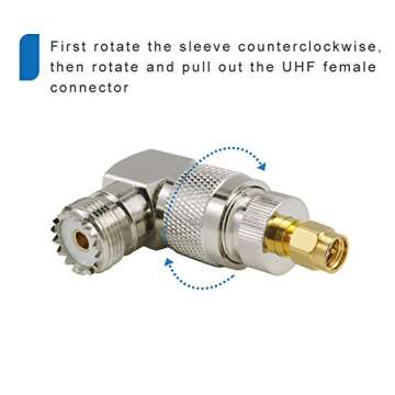 eifagur UHF Male PL-259 to UHF Female SO-239 L Shape Right Angle 90 Degree RF Coax Coaxial Adapter Connector（Pack of 4）