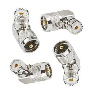 eifagur UHF Male PL-259 to UHF Female SO-239 L Shape Right Angle 90 Degree RF Coax Coaxial Adapter Connector（Pack of 4）