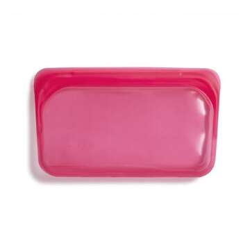 Stasher Platinum Silicone Food Grade Reusable Storage Bag, Raspberry (Snack) | Reduce Single-Use Pla...